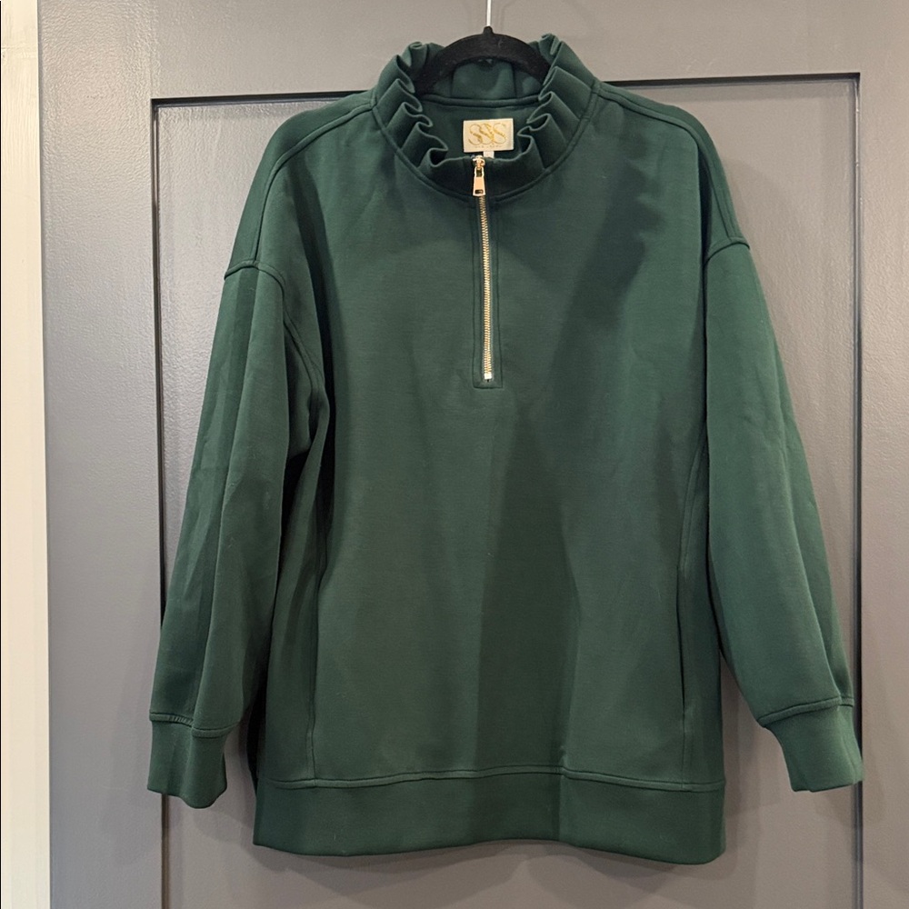Green Ruffled Sweatshirt - Picture 1 of 10